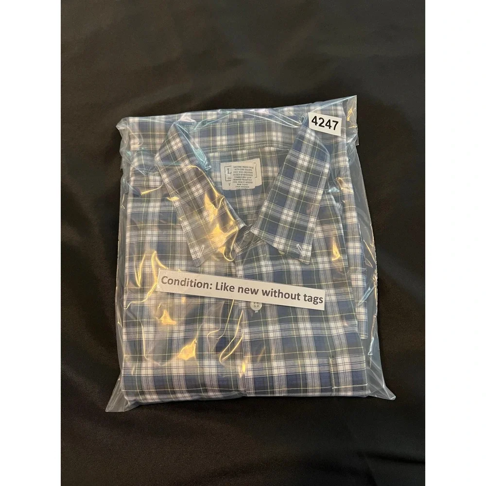 LL Bean Mens XXL Traditional Fit Plaid Short Sleeve Button Down Shirt 502253